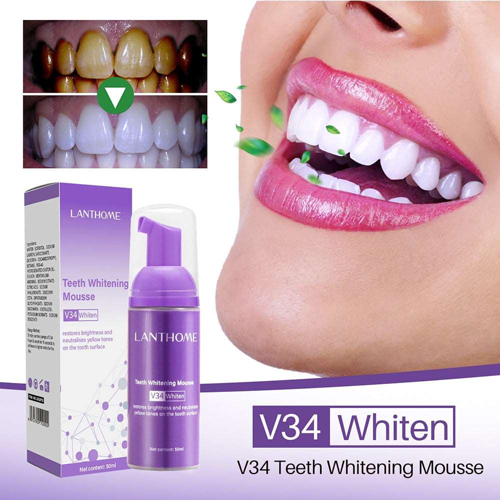 50ml Teeth Whitening Mousse Deep Cleaning Cigarette Stains Repair Bright Neutralizes Yellow Tones Dental Plaque Fresh Breath